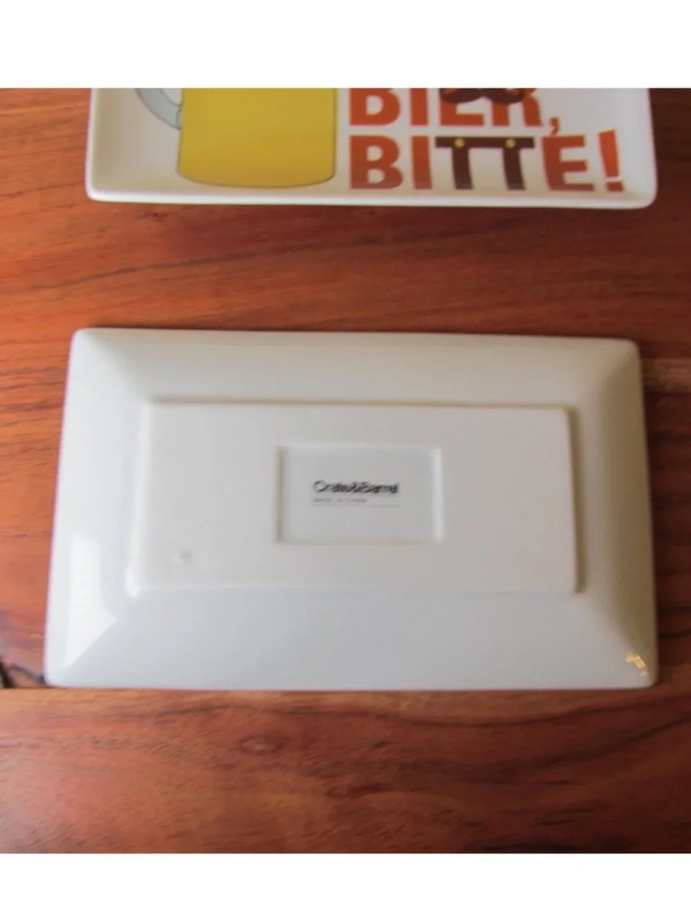 crate & barrel 2 rectangle ceramic beer plates (W6617)